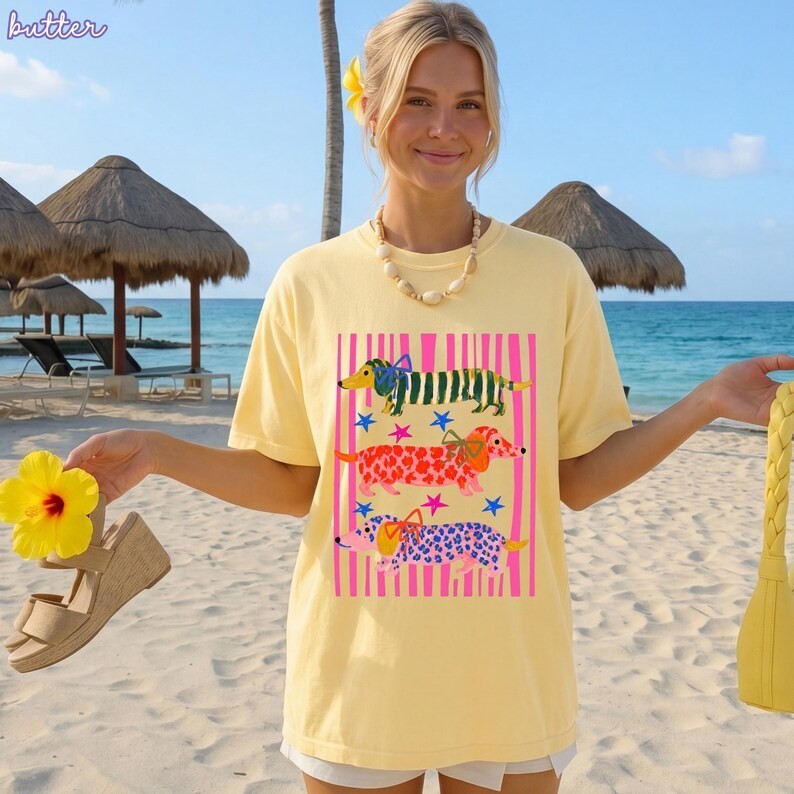 Cute Dachshund Wiener Dog Preppy Aesthetic Graphic T-Shirt