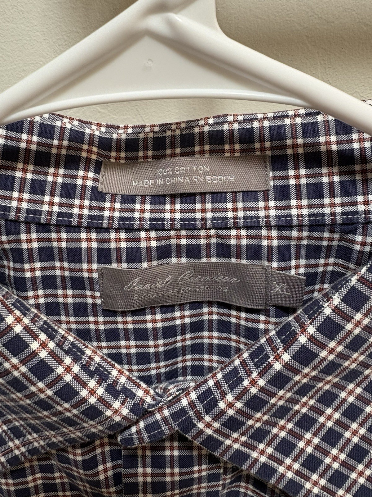 Daniel Cremieux Men’s XL Blue/White/Red Check Woven Cotton Button-Up Shirt
