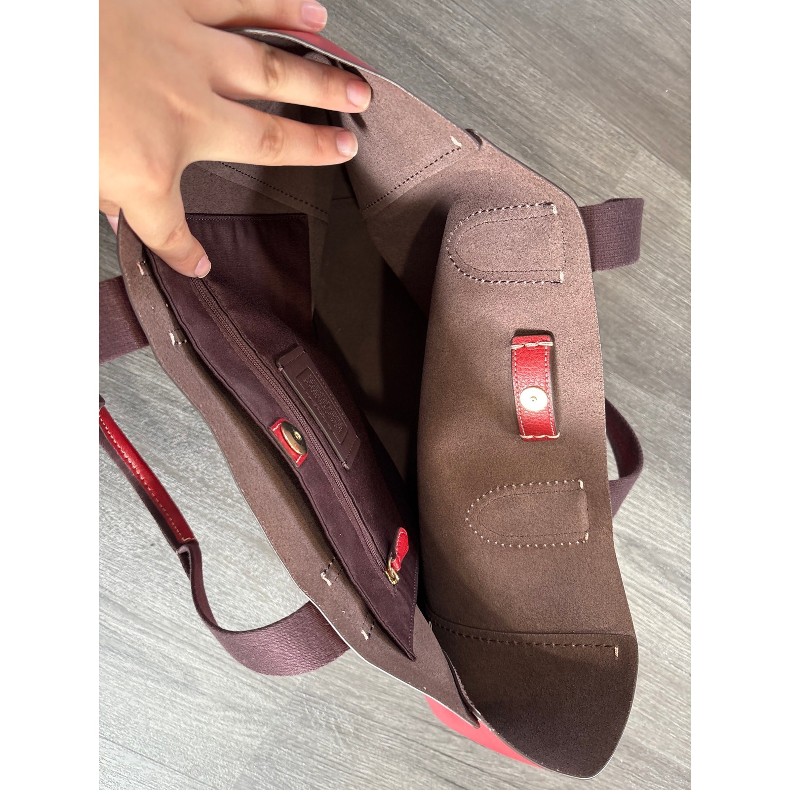 Coach Leather Derby Tote Bag Red