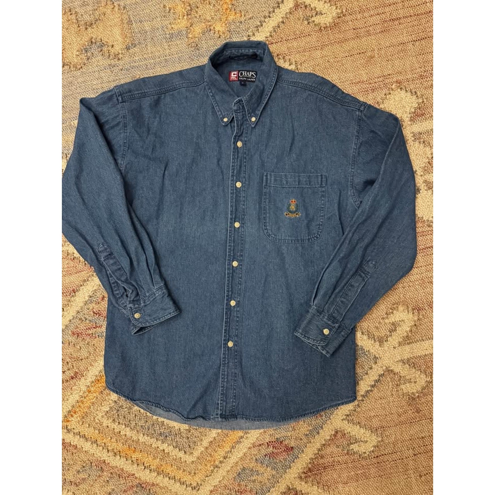 Vintage Men’s chaps Ralph Lauren denim button downshirt with embroidered pocket