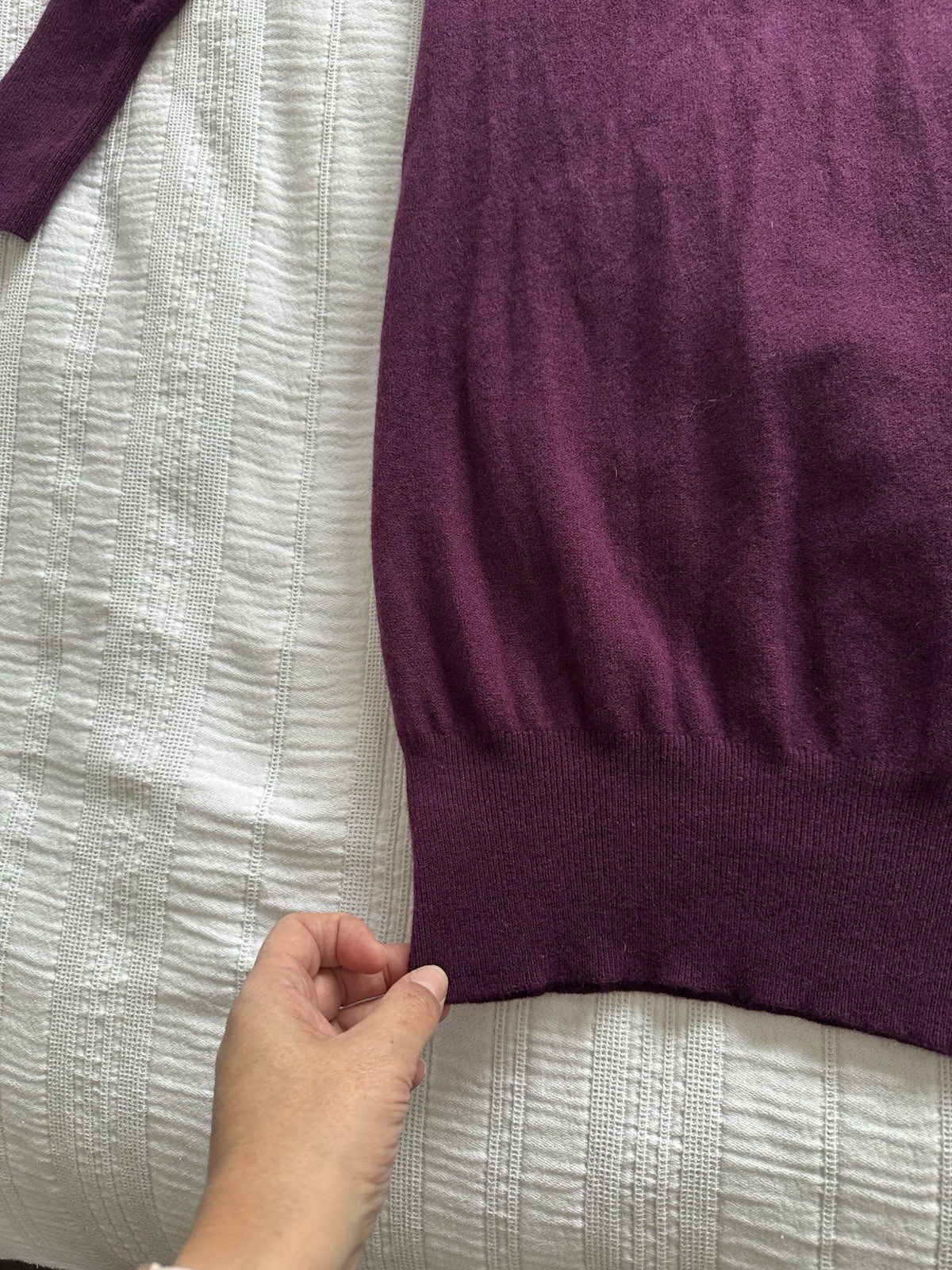 Jaeger Plum Purple Long Sleeve Knit Jumper Dress Size S 90% Wool 10% Cashmere