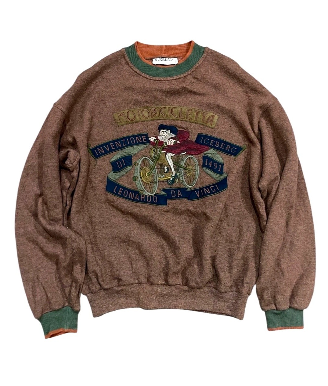 Vintage Iceberg 90s Da Vinci Embroidered Sweatshirt Italy Oversized L