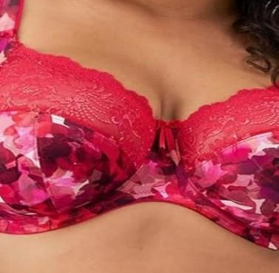 Elomi Underwired Full Cup Floral Lace Bra Pink/Red Stretch 32M