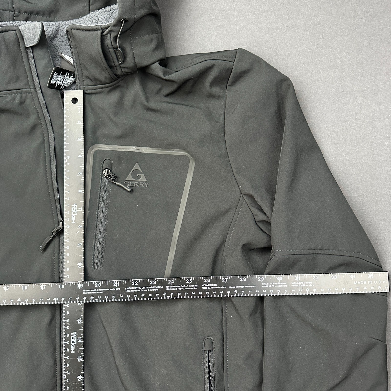 Gerry Softshell Jacket Mens 2XL Black Fleece Lined Hooded Outdoor Full Zip