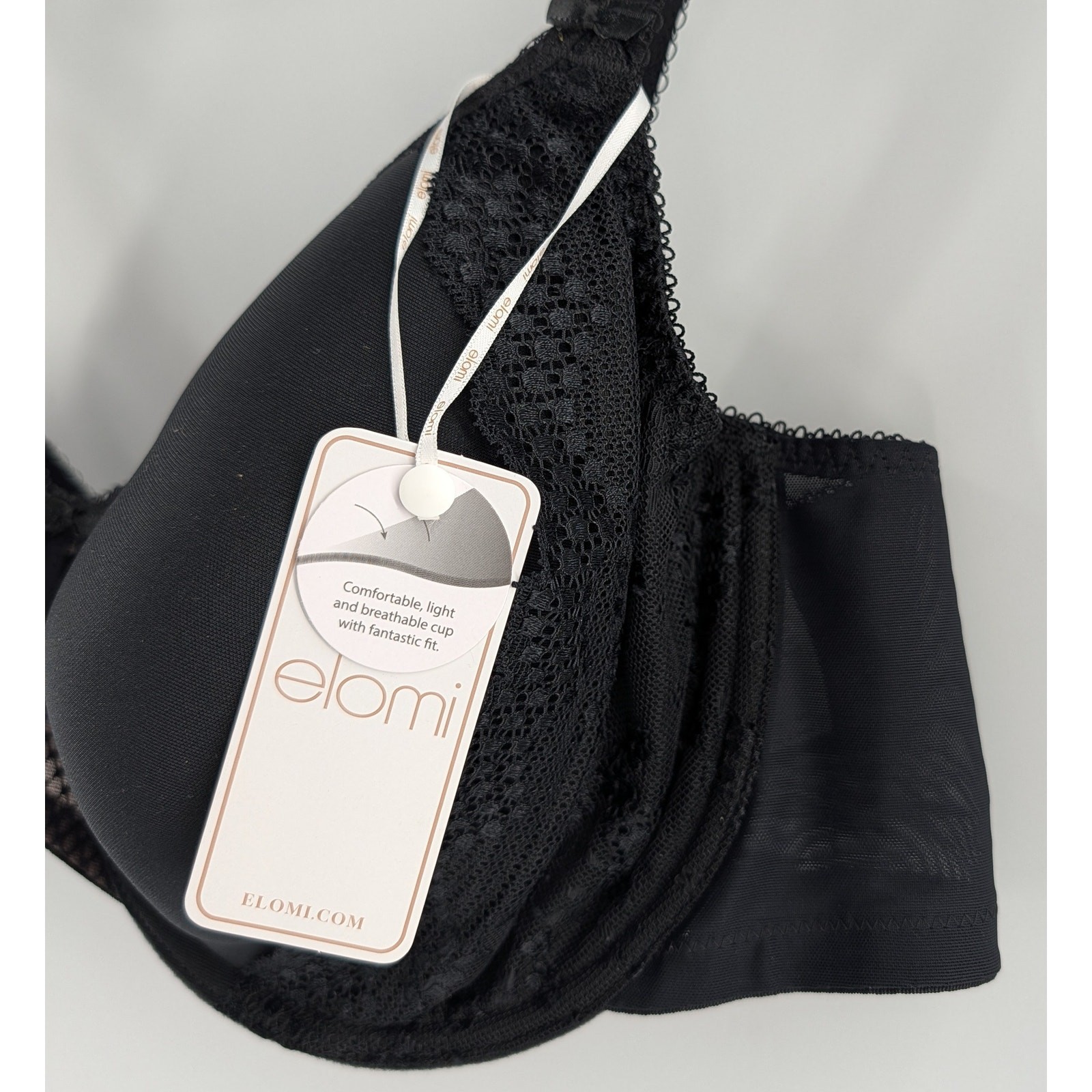 Elomi Black Underwire Bra Lace Charley Spacer Moulded 44DD