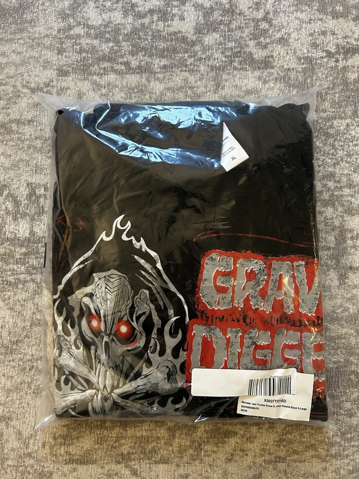 Monster Jam Licensed Grave Digger Pullover Hoodie (Black) All Sizes Available