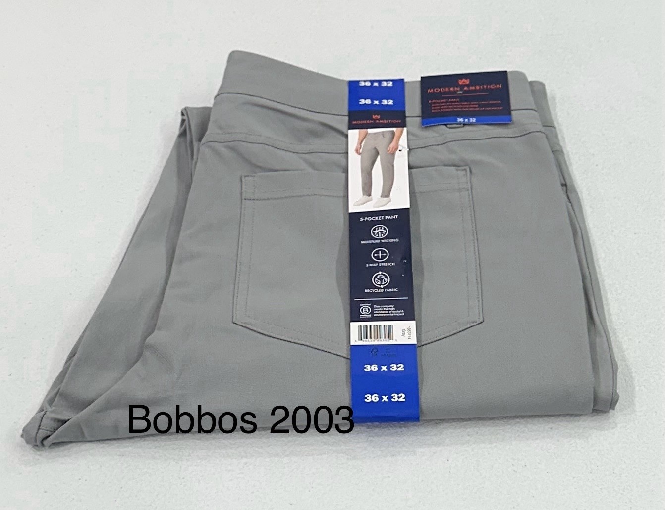 Modern Ambition Men’s 5-Pockets Stretch Fabric Pants, Gray, Size 36X32