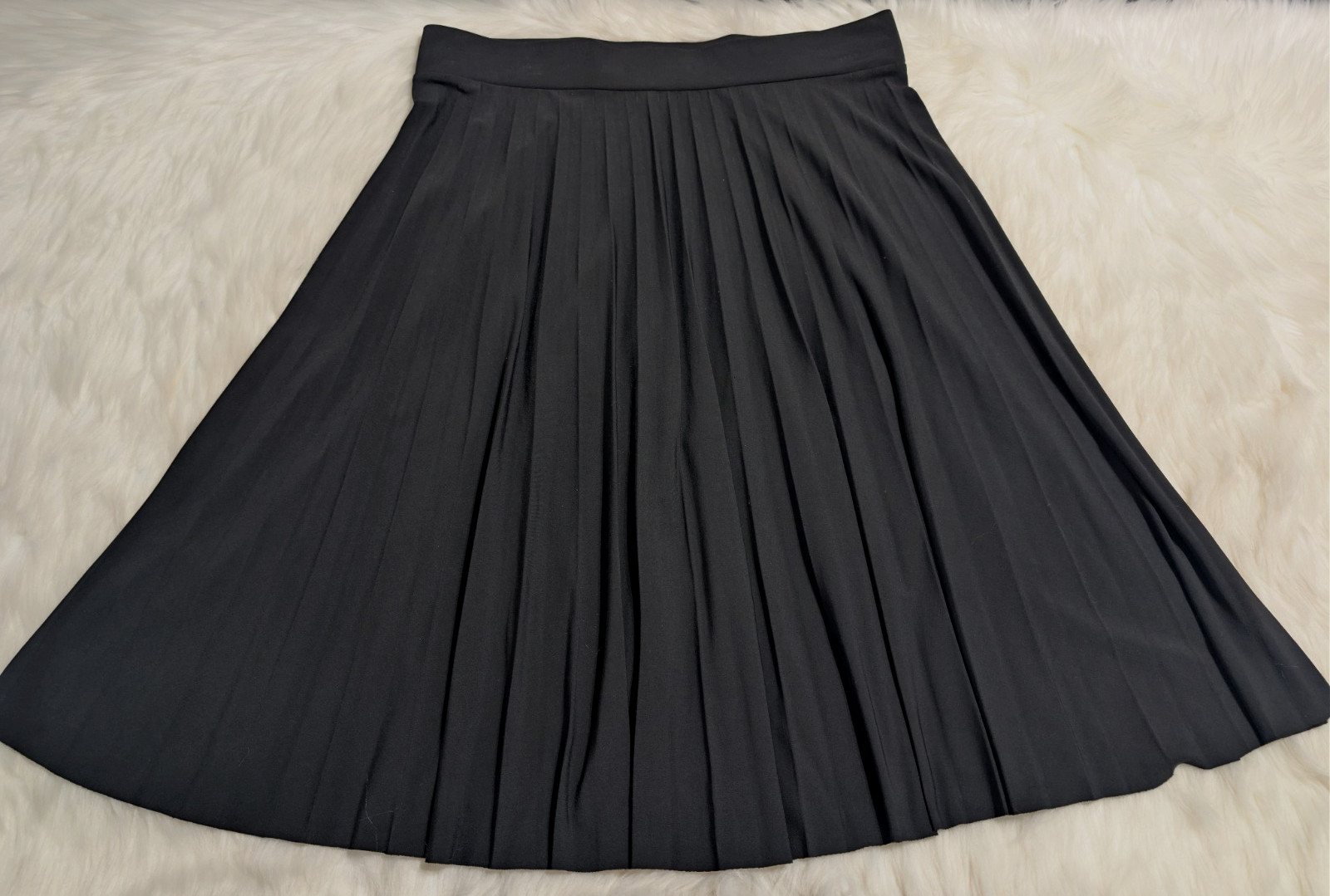 COVINGTON Skirt Women’s Size Large Elastic Waist Stretch Pull-On Pleated Black