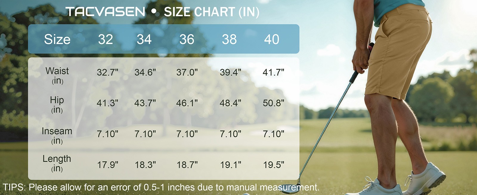 Men’s 7″ Golf Shorts Stretch Quick Dry 6 Pockets Summer Casual Work Dress Shorts