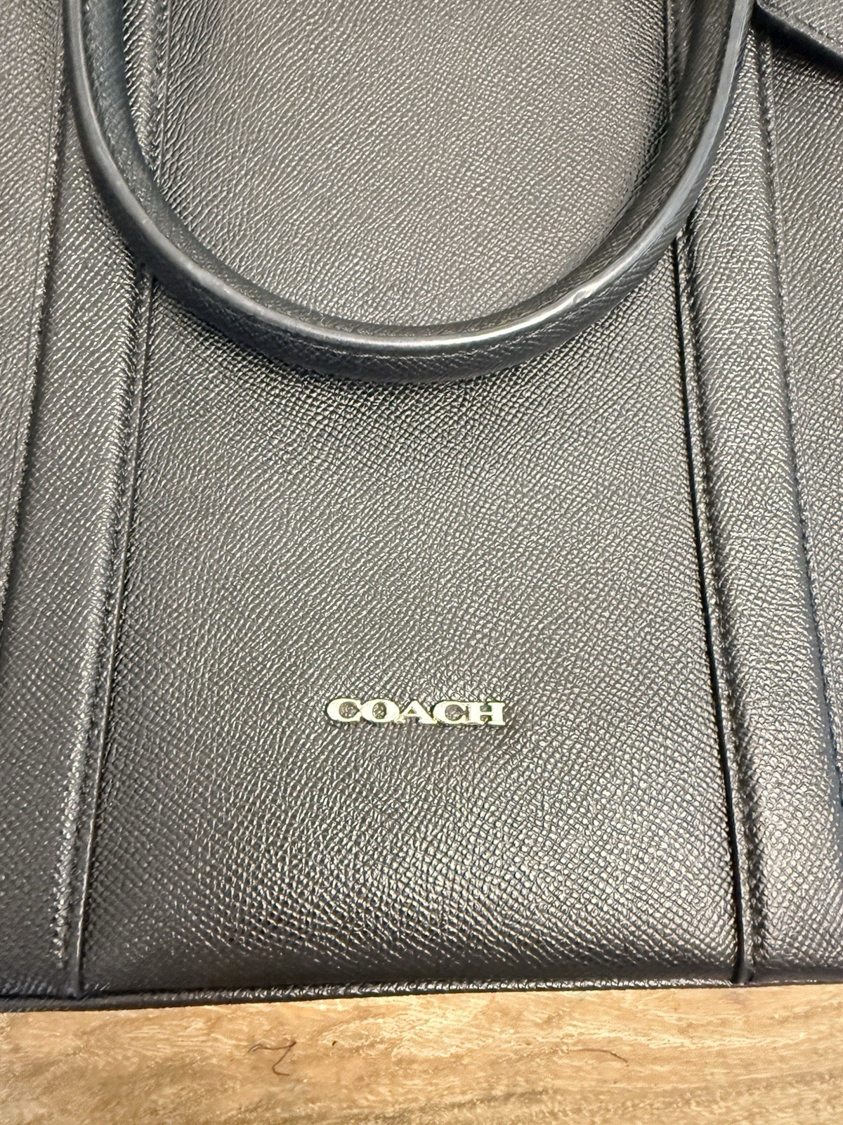 Coach Perry Metropolitan Tote in Black Crossgrain Leather
