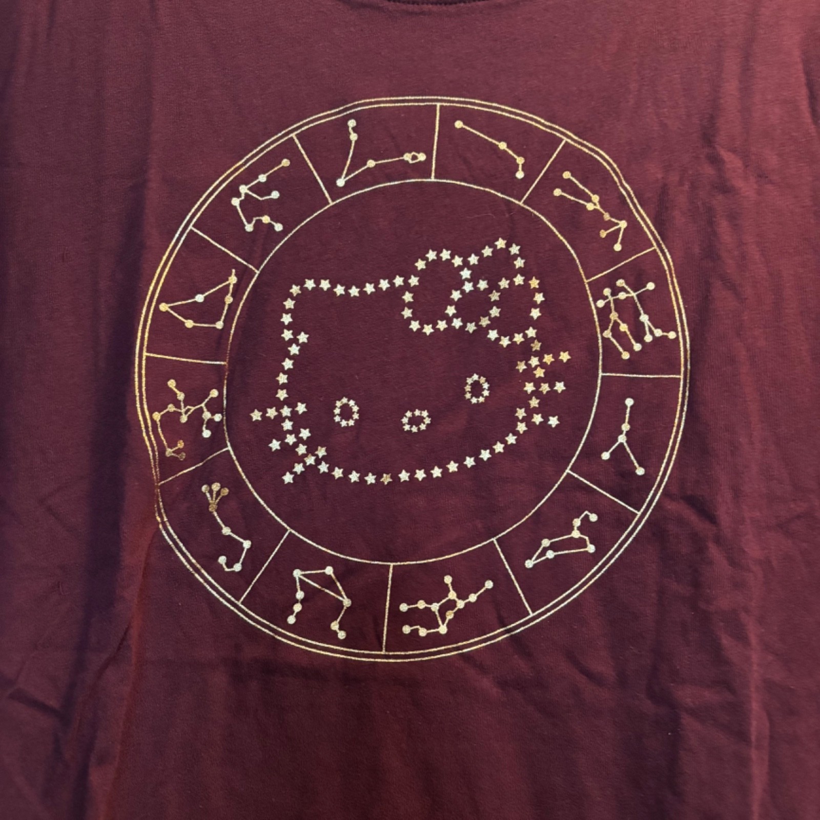Women’s Torrid Sanrio Hello Kitty Zodiac Chart Tee in Maroon Sz 2 NWT