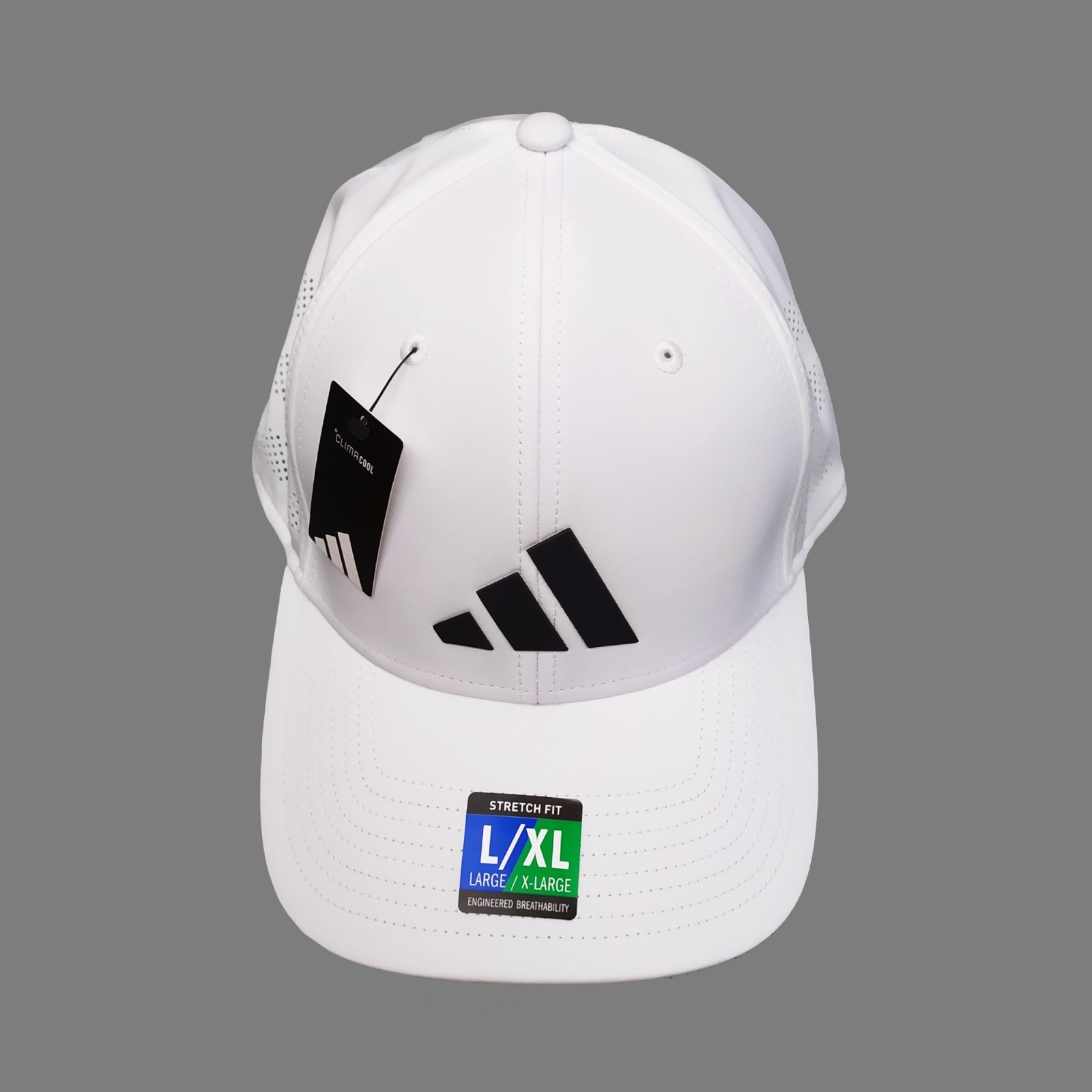 Adidas Climacool Stretch Fit Hat L/XL Perforated Breathable Cap White NWT