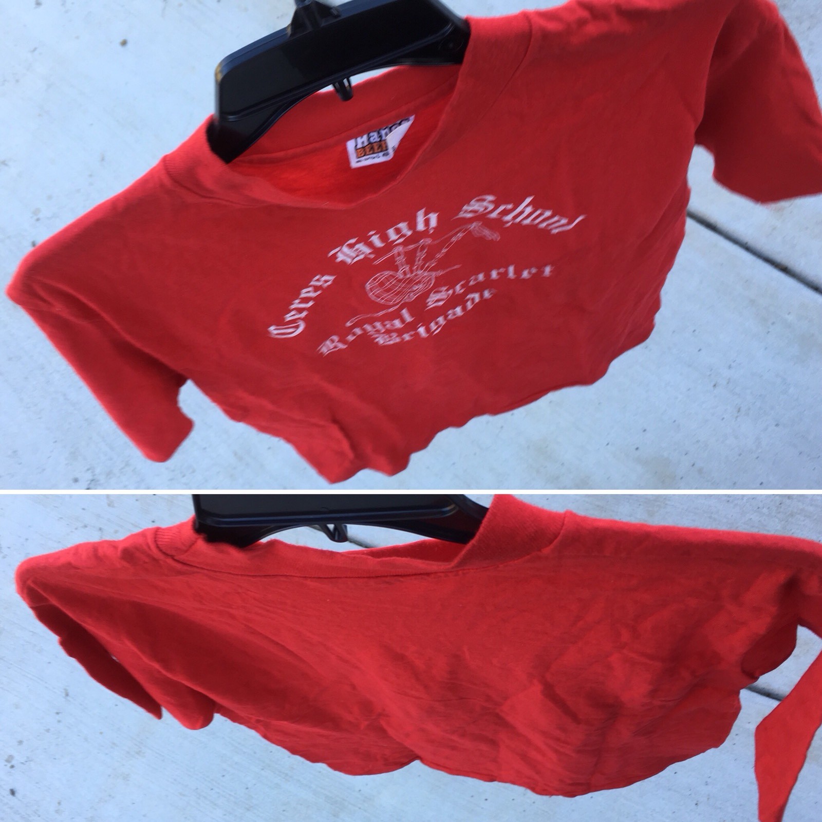 Vintage Ceres High School Royal Scarlet Brgade T Shirt Bagpipes 80s 1980s Size L