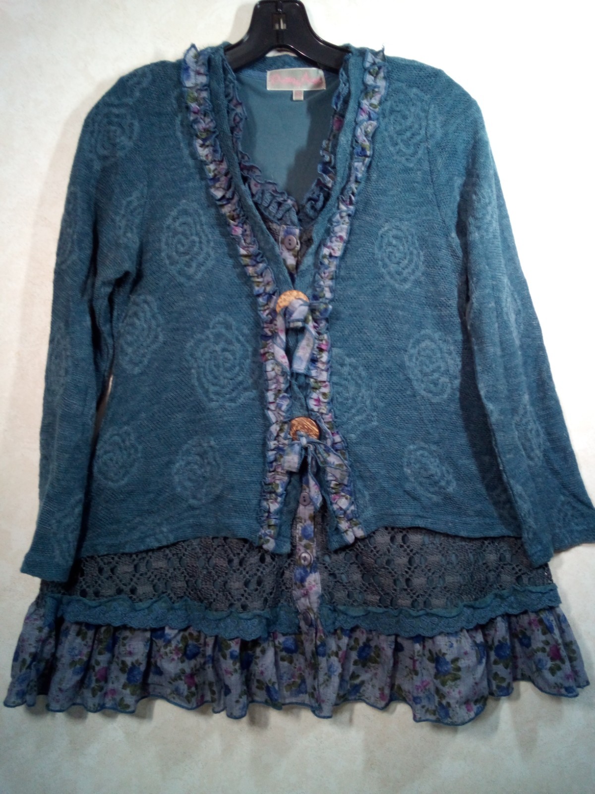 Pretty Angel Cardigan Sweater Womens S Blue Whimsigoth Dark Fairy Grunge