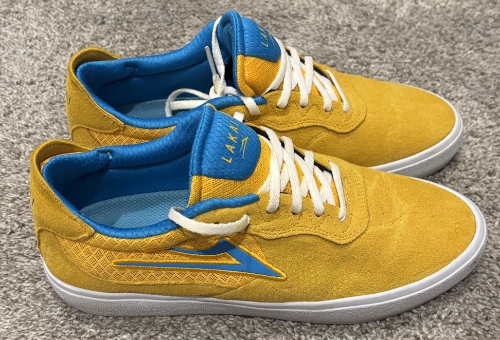 Men’s Lakai Essex Gold Blue Suede Skateboarding Shoe Size 9 with box