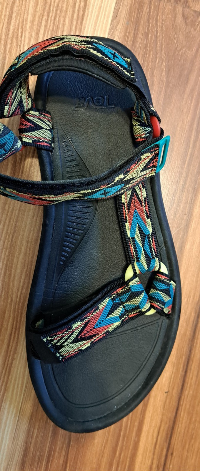 Teva Hurricane XLT2 Sport Sandals Black Multi Color Geometric Straps Mens 9