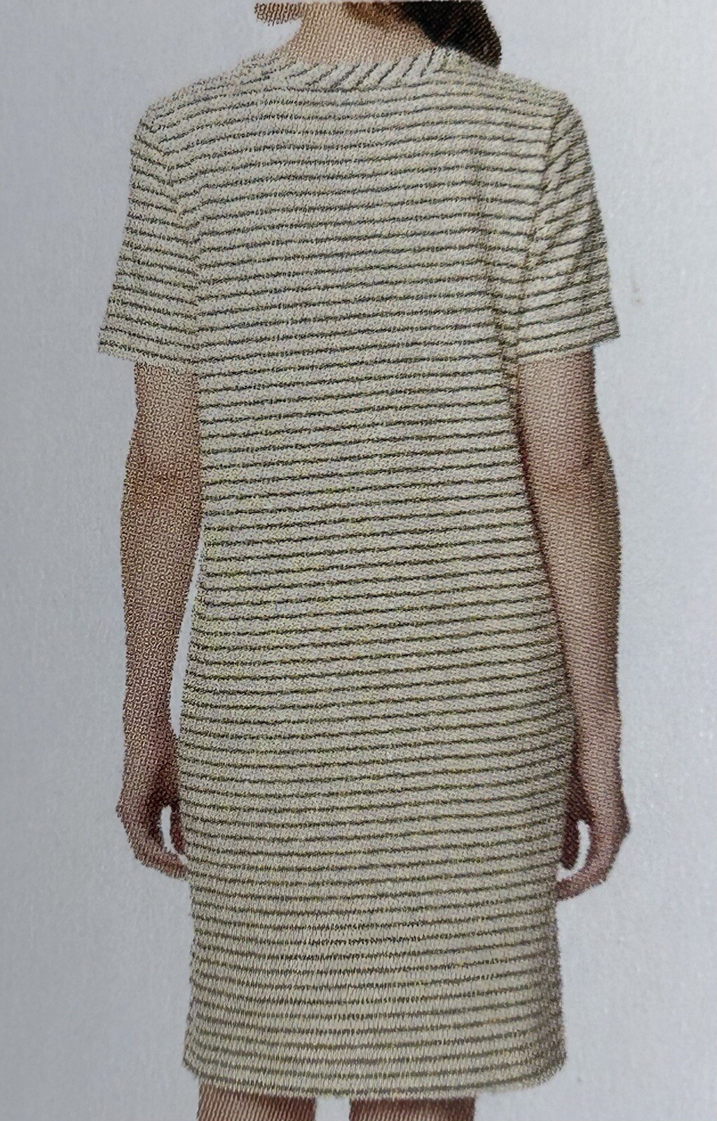 Buffalo Knit Striped Short Sleeve T-shirt Dress ~ Off White / Moss Green ~ Small