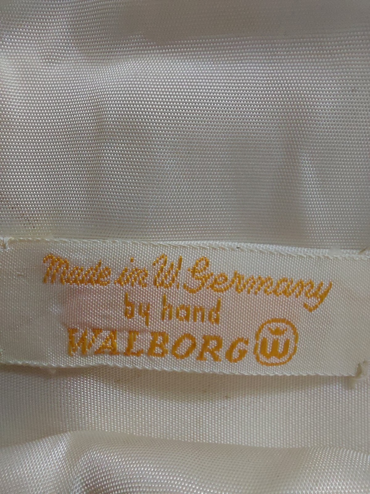 Vtg. Walborg Hand Beaded Clutch Purse Ivory Pink Blue Floral Made in W. Germany
