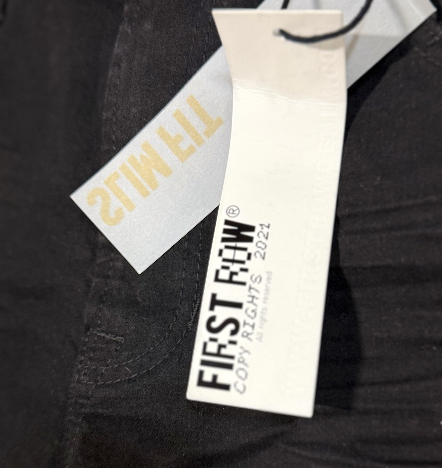 First Row Downtown La Racing Slim Fit Jeans Men’s Size 38×32 Black Patchwork NWT