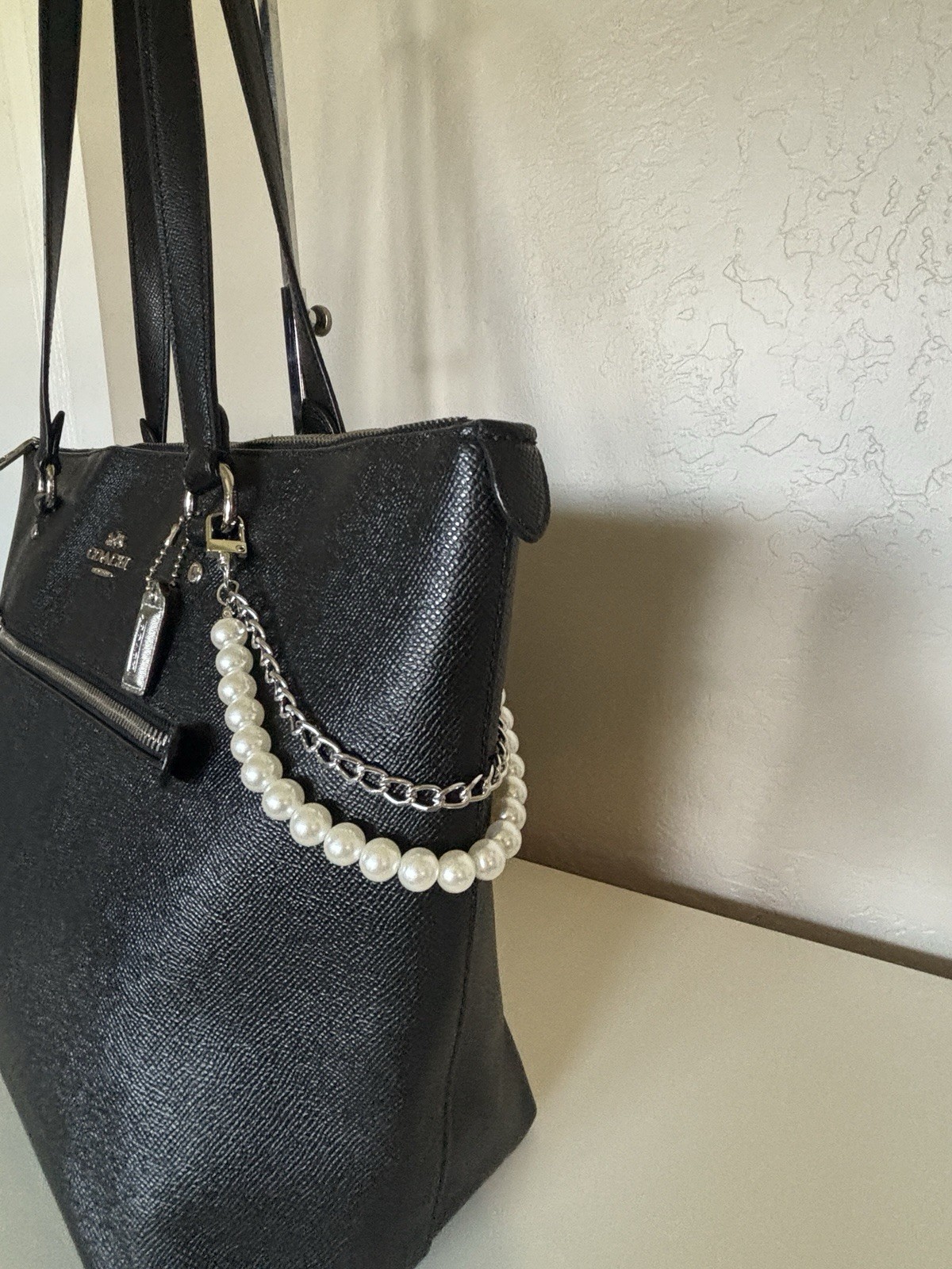 Coach Gallery Zip City Tote Bag Leather F79608 Black Silver