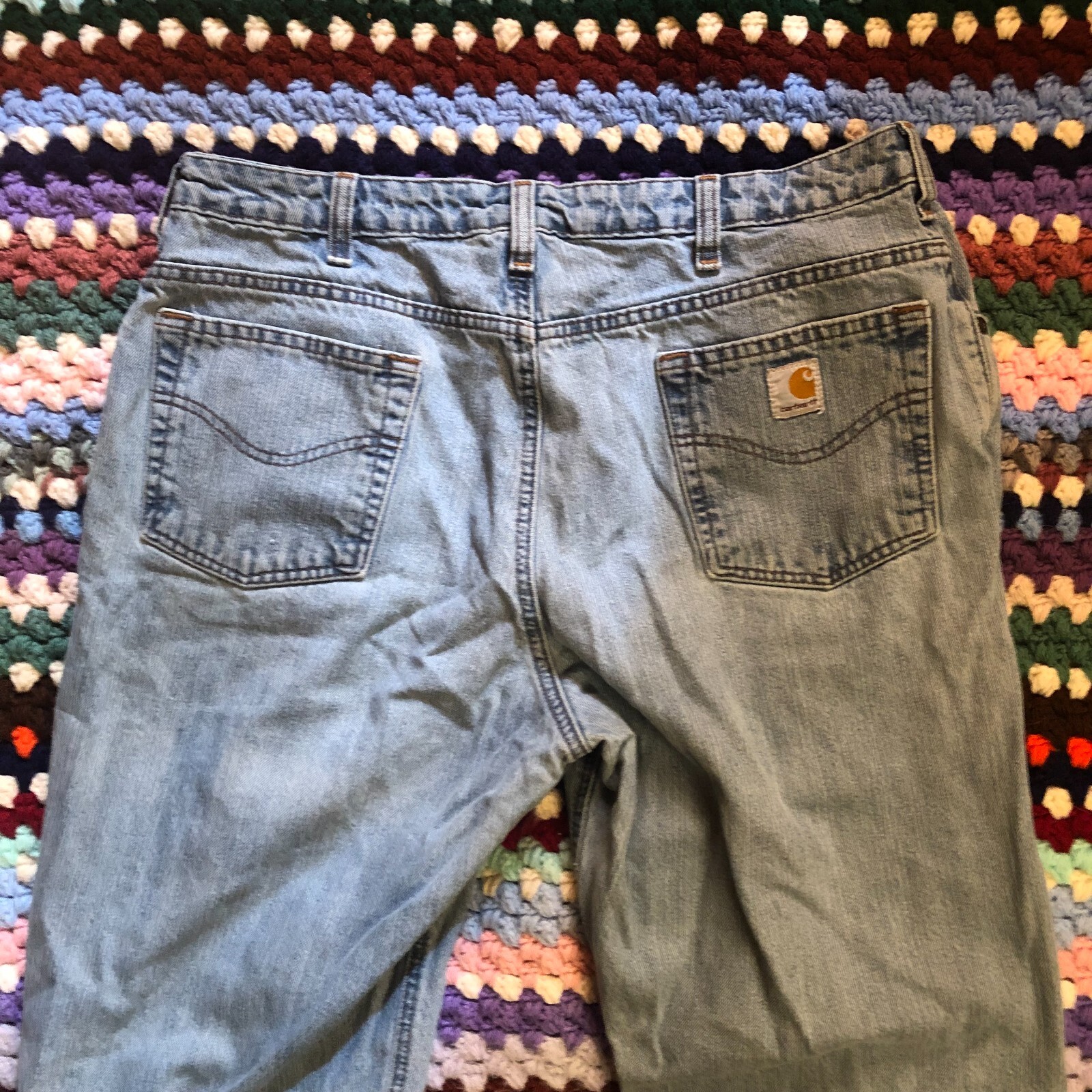 Womens Carhartt Blue Jeans WB160 AIO Zipper Fly Relaxed Fit Size 16 X 34