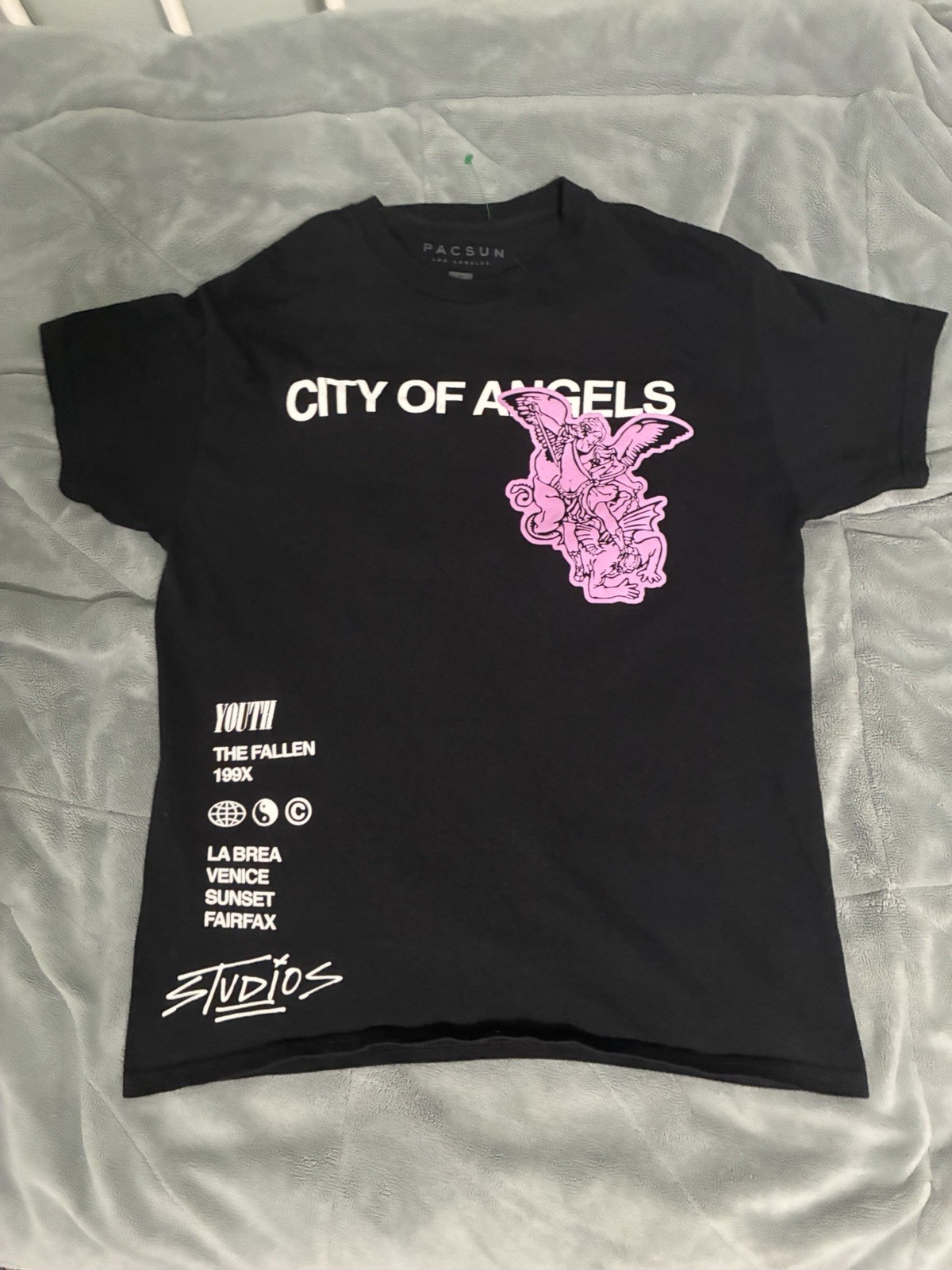 Pacsun Los Angeles City of Angels 2020 T Shirt Black Double-sided Tagless Size M