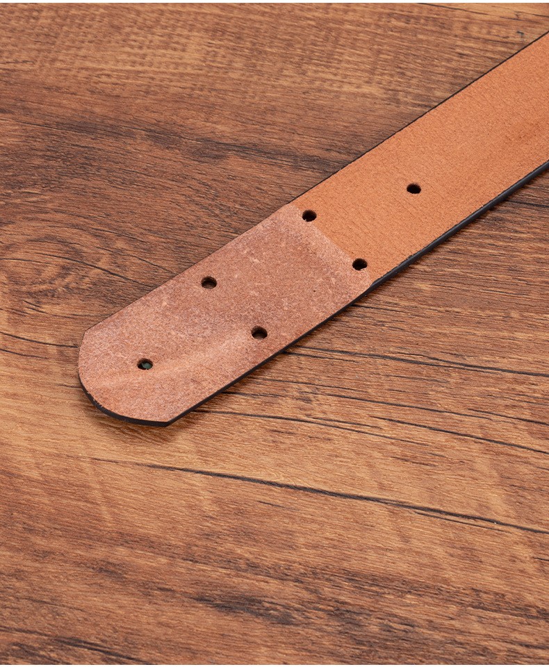 3.5cm Wide Retro Cowhide Men’s Belt Without Buckle Black Adjustable Dress Belt