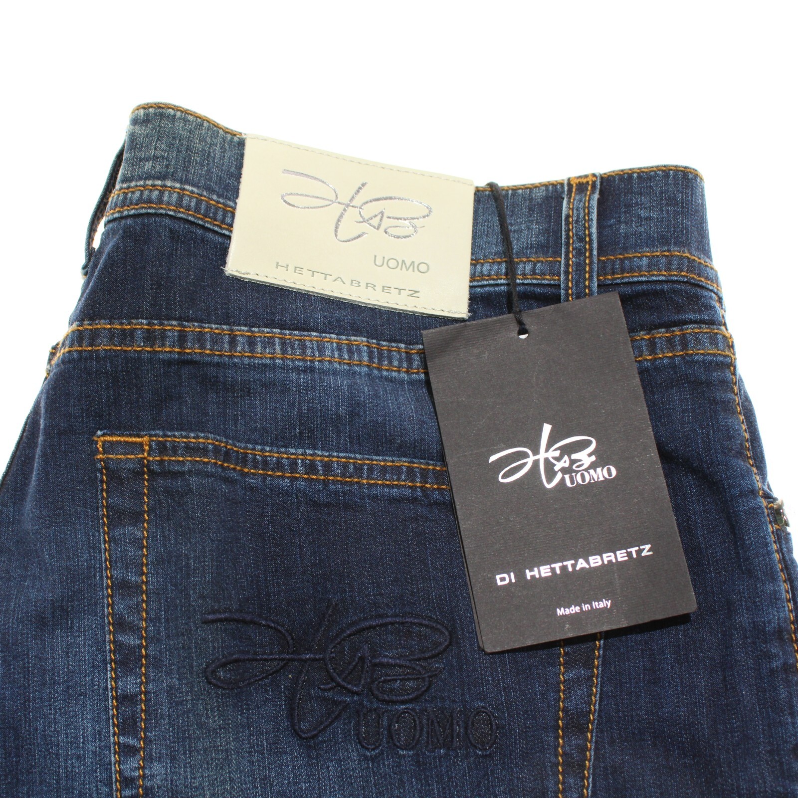 Hettabretz NWD Five Pocket Jeans Size 50 (34 US) In Blue Cotton Blend