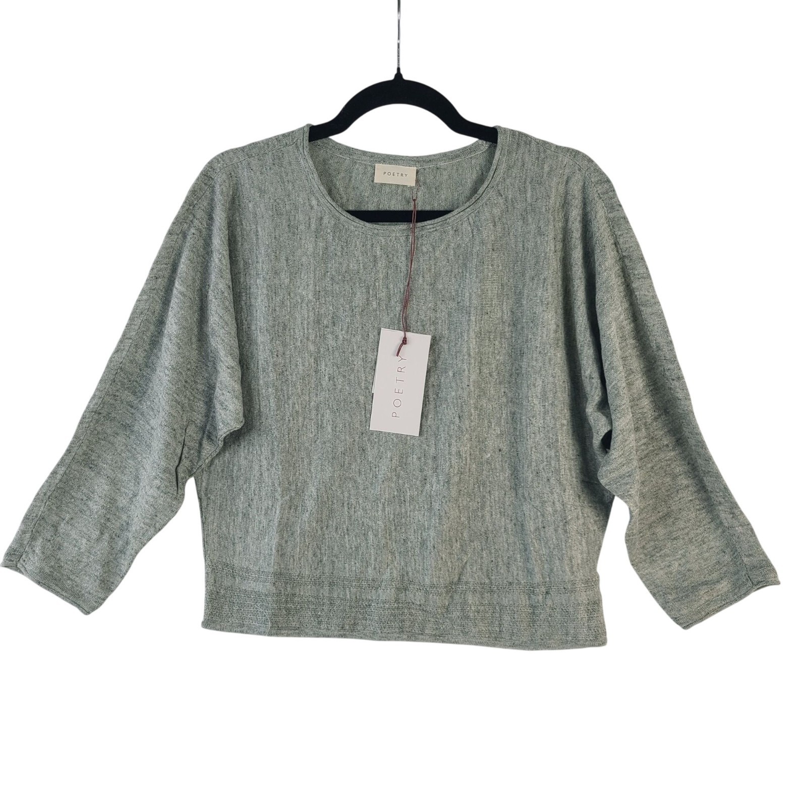 NEW Poetry Melange Sage Linen Blend Top Sz US 4 UK 8 DE 34