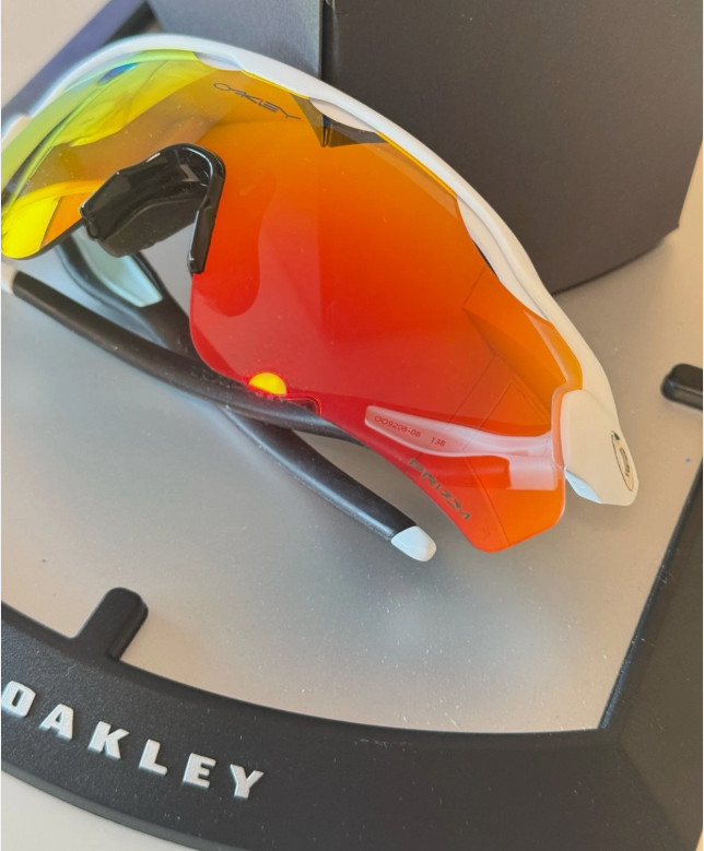New Oakley Radar EV Patn Sunglasses Matte White Frame Prizm Orange Lenses OO9208