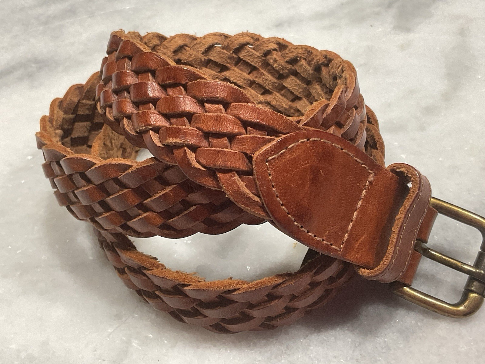 Men’s Woven Leather Belt Made In Turkey Size M