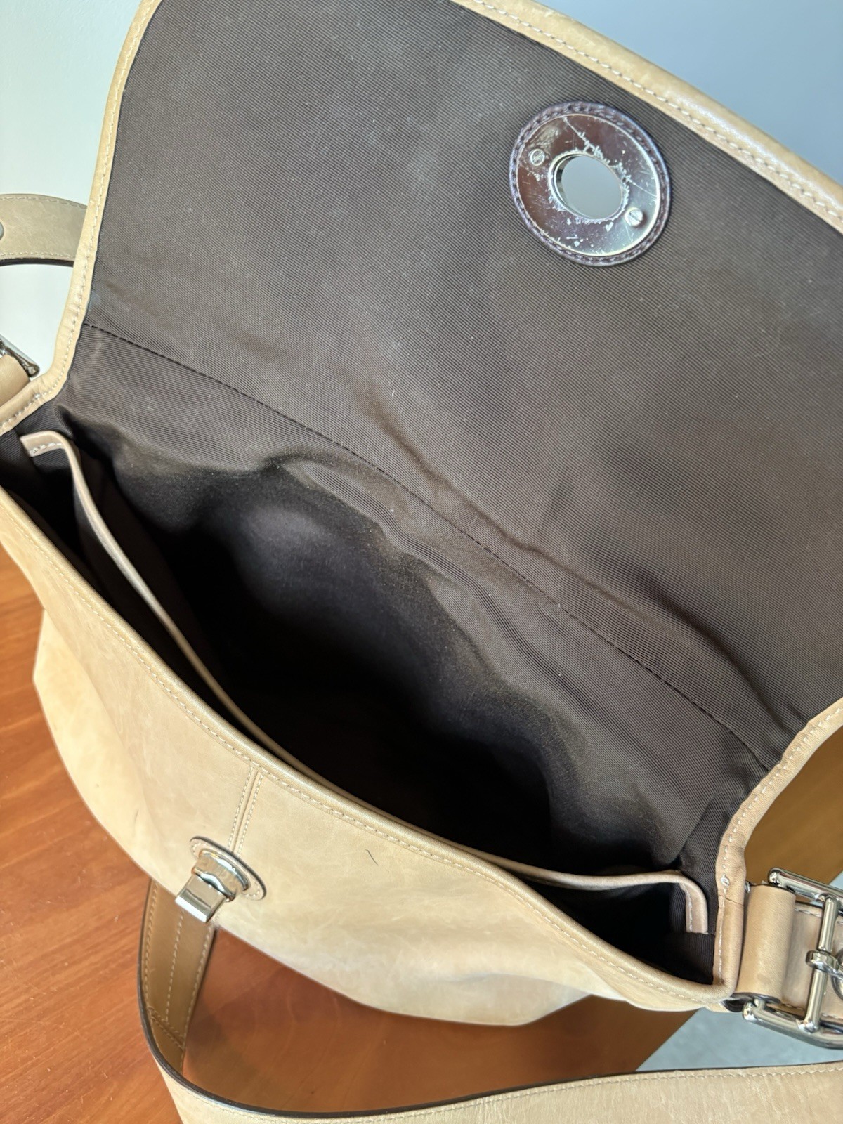 COACH C1069-F15170 Flap Legacy Camel Tan Leather Shoulder Crossbody Duffle Bag