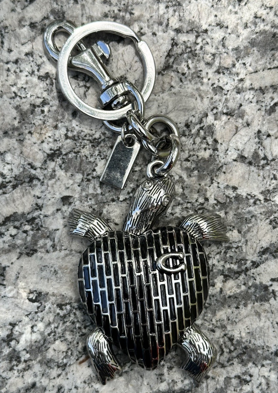 Graphite Black Turtle Bag Charm Keychain | Premium Velvet Dust Bag Included