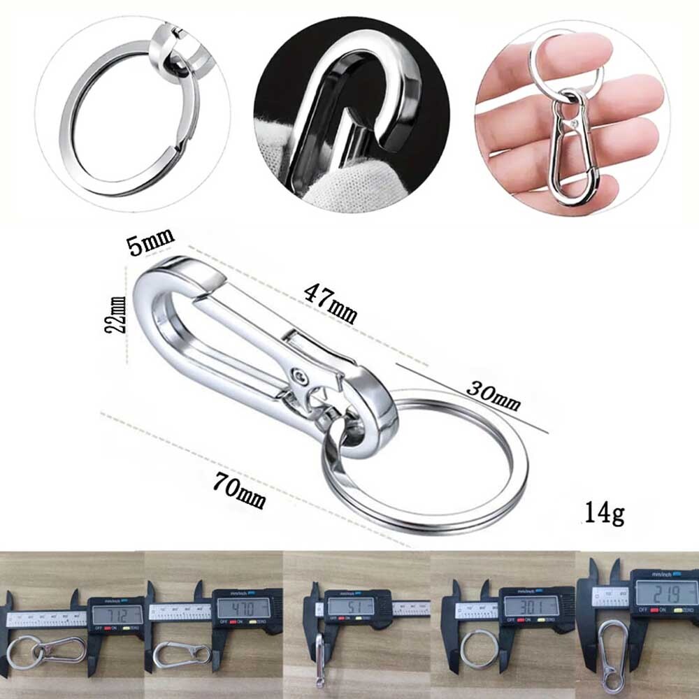 12PCS Keychain Key Ring Carabiner Clip Keyring Chain Fob Holder Silver Metal USA