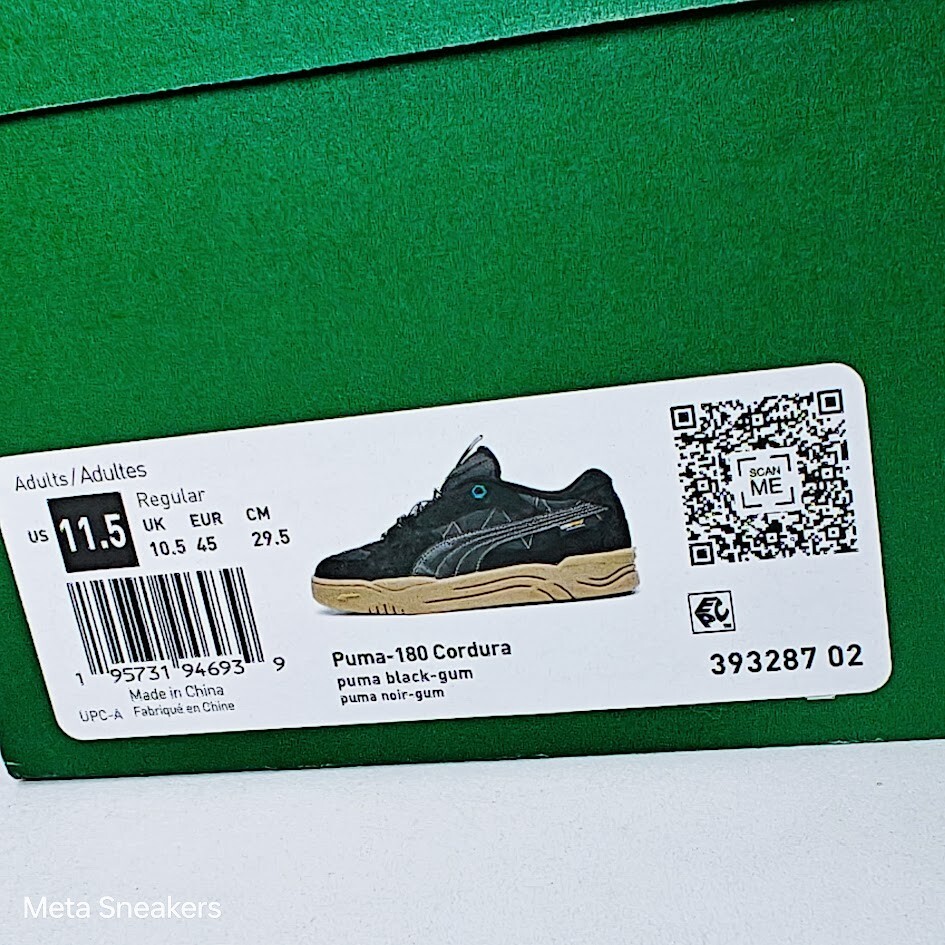 Puma US 11.5 Men’s Black Gum Green Retro Comfort Durable Skate 180 Cordura NIB