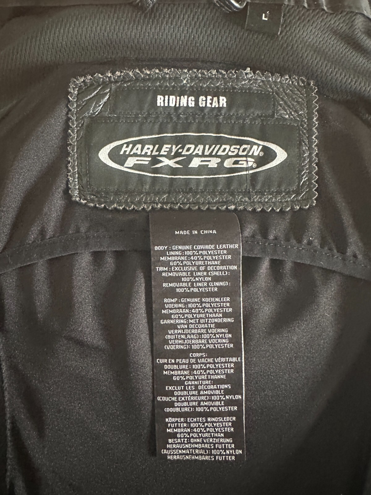 Harley Davidson Men’s FXRG Black Leather Jacket w/Armor & Liner MED 98040-12VM