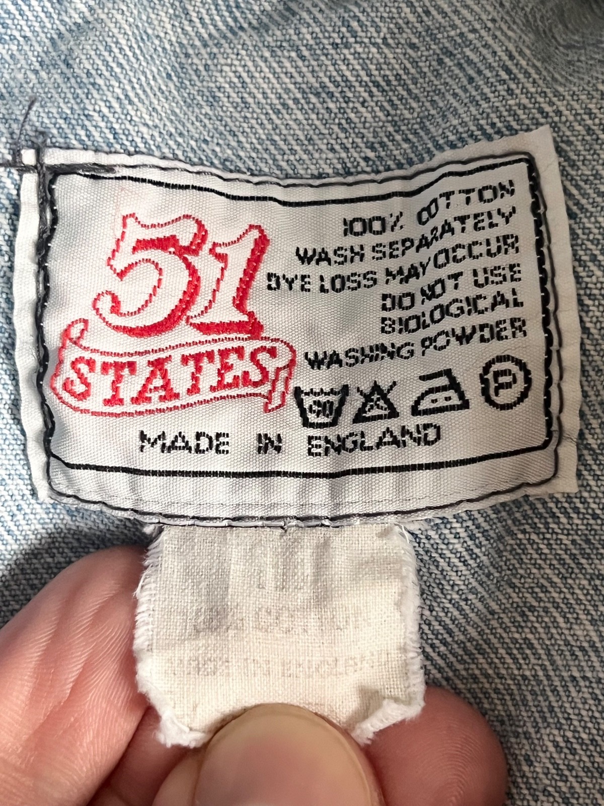 VIP ARCHIVE 51 STATES Vintage Made In England 100% Cotton Denim Vest L