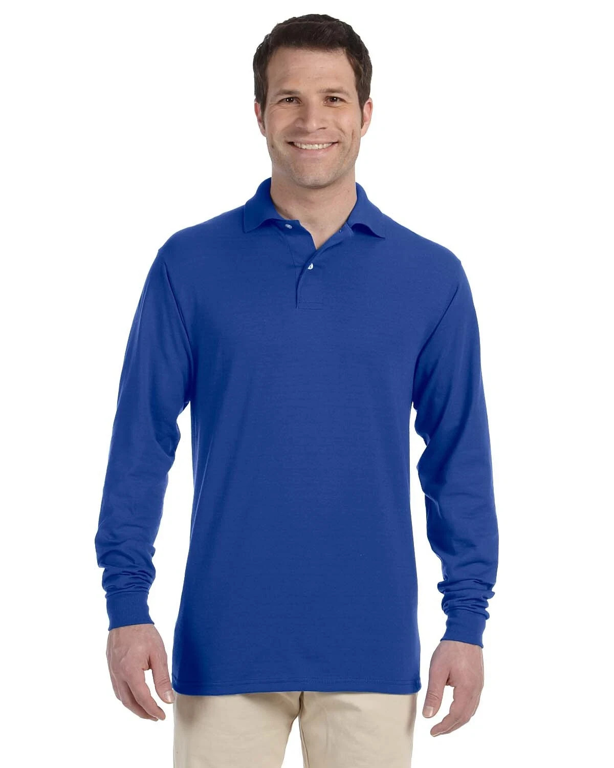 Jerzees Men’s Long Sleeve Polo with SpotShield 437ML, S-2XL Polos, 50/50 Blend