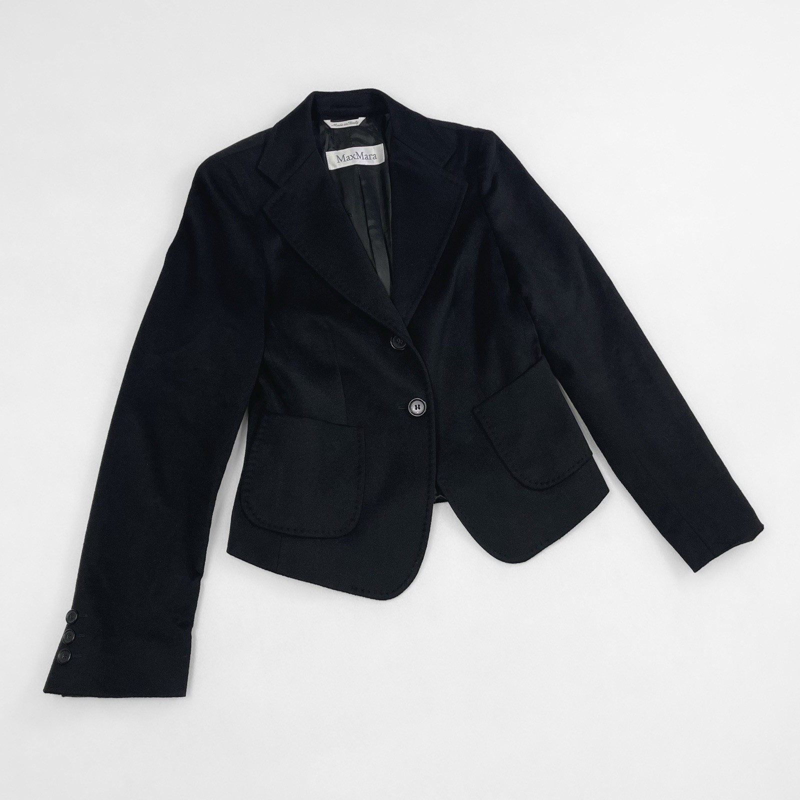 Max Mara Jacket Black Camel Hair Coat Jacket Tailored Blazer | UK 8 IT 40