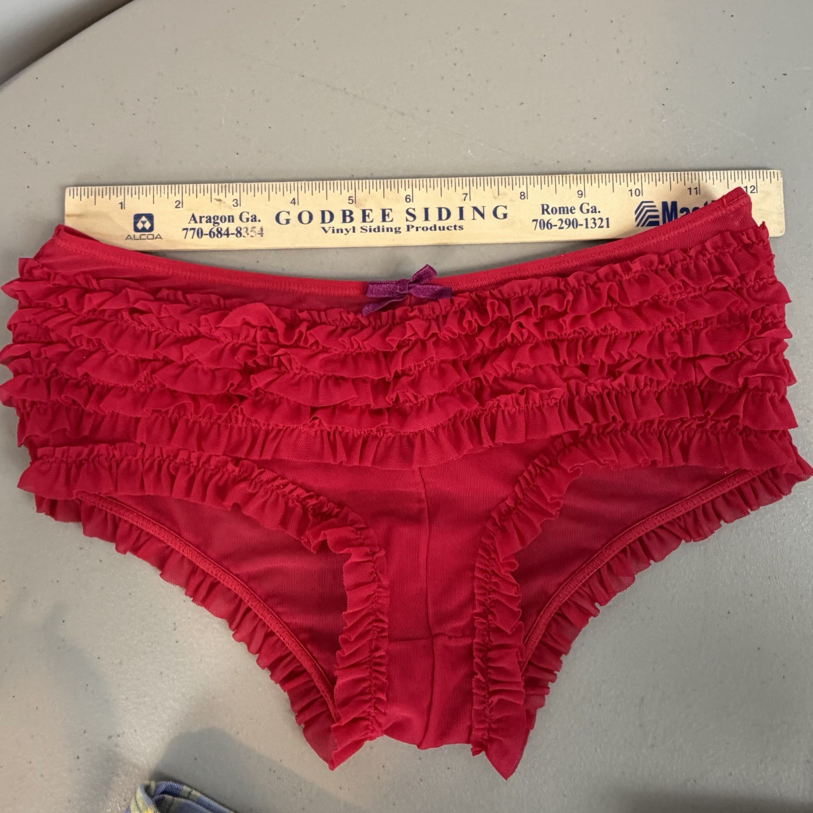 Xhilaration Intimates Medium Red Pink Mesh Ruffle Boyshort Panties NWOT