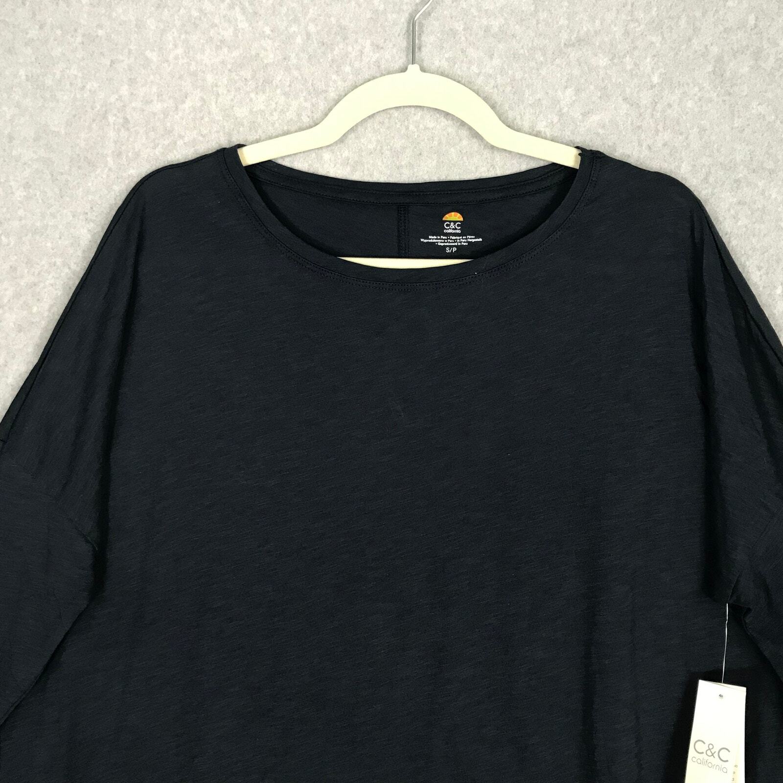C&C California Shirt Small Navy Pima Cotton Basic Oversized Stretch Slouchy