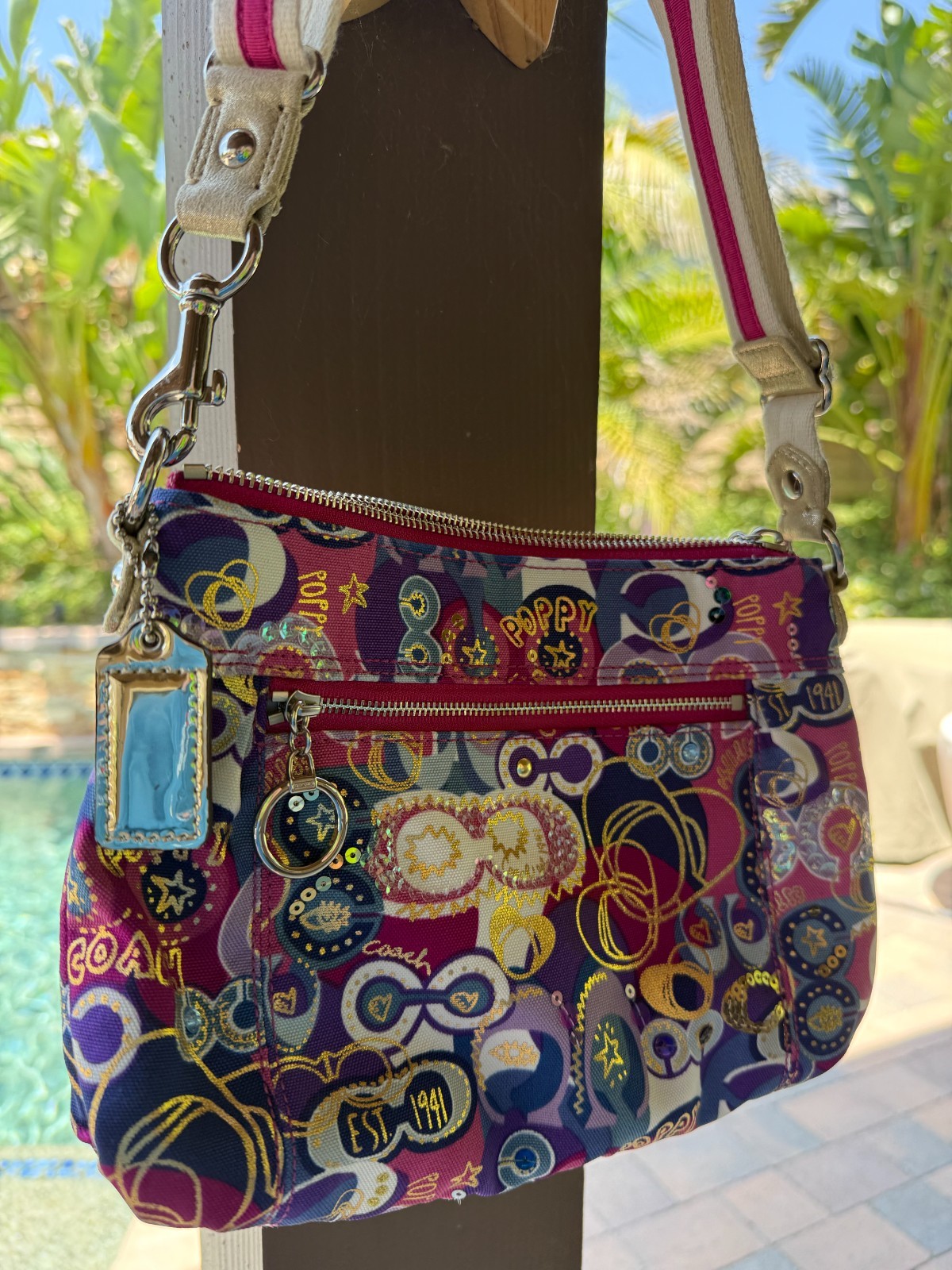 Coach Poppy Pop C Signature Graffiti Crossbody Sequin Limited Edition