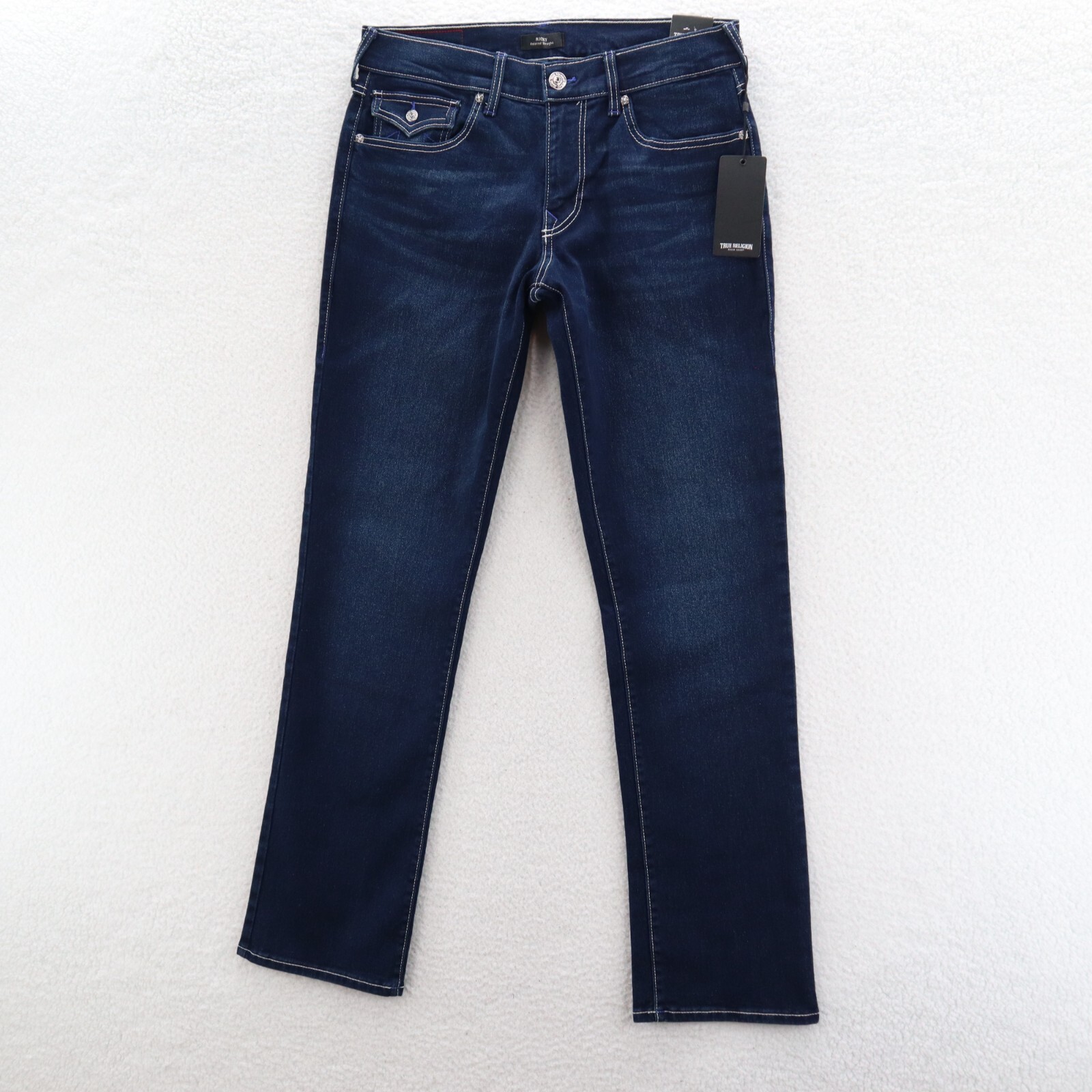 True Religion Jeans Men’s 31×34 Blue Ricky Dark Avalanche Straight Flap Pocket
