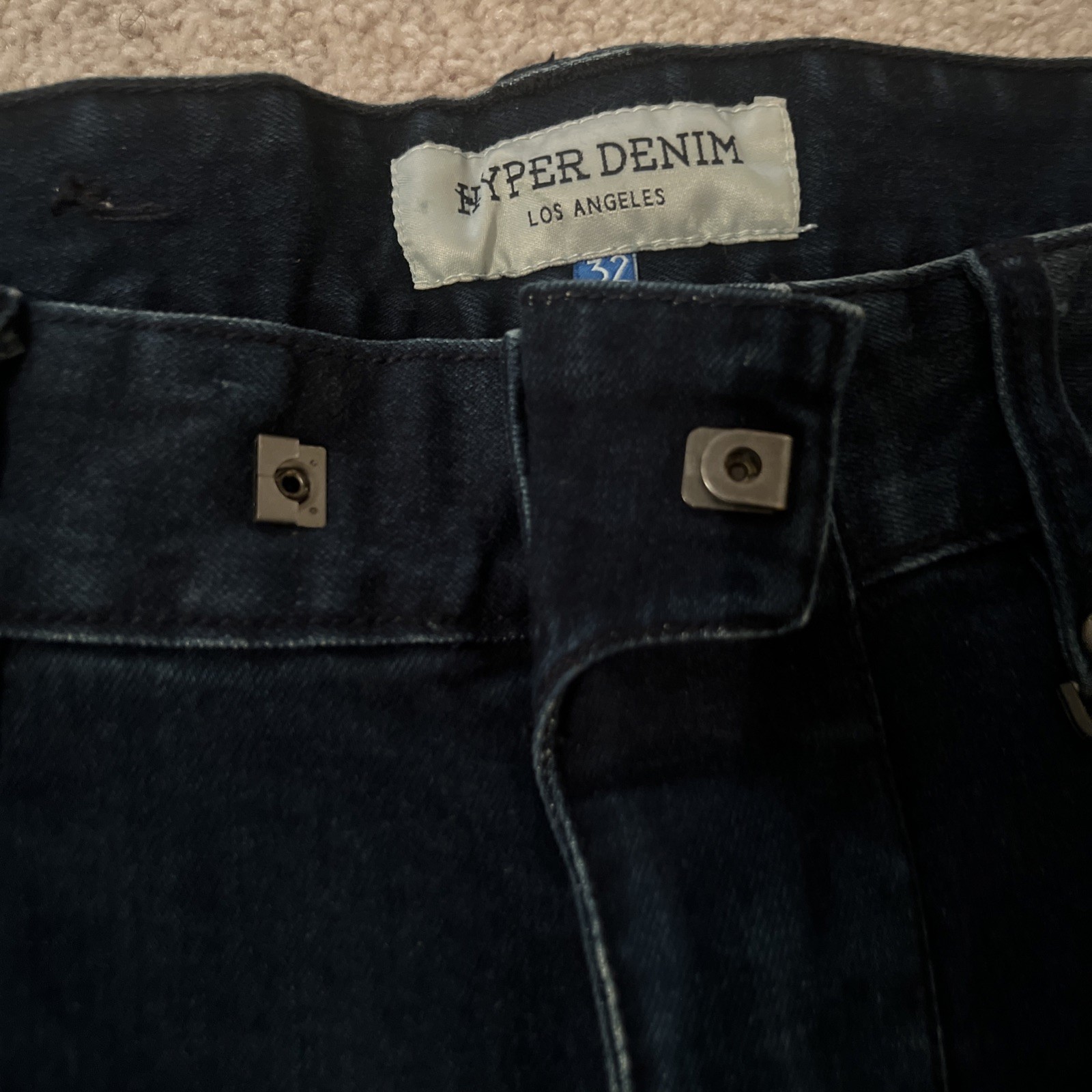 Hyper Denim Dark Blue Slim Tapered Biker Jeans Mens Size 32 Skinny