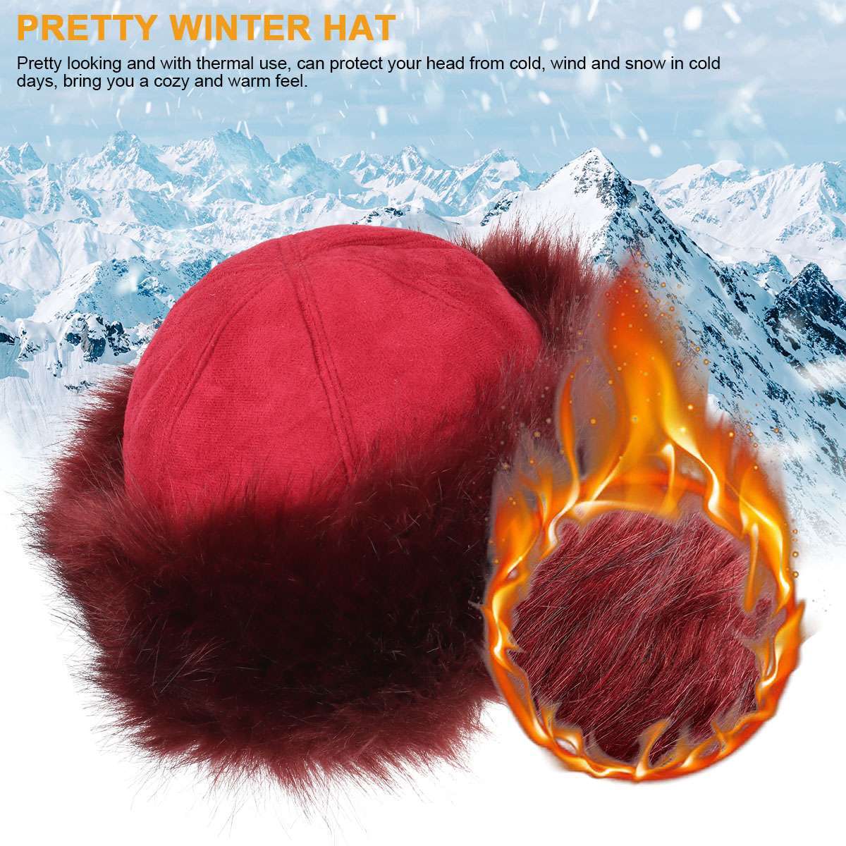 Women Winter Russian Fluffy Faux Fur Headband Hat Thick Ear Warm Snow Ski Cap US