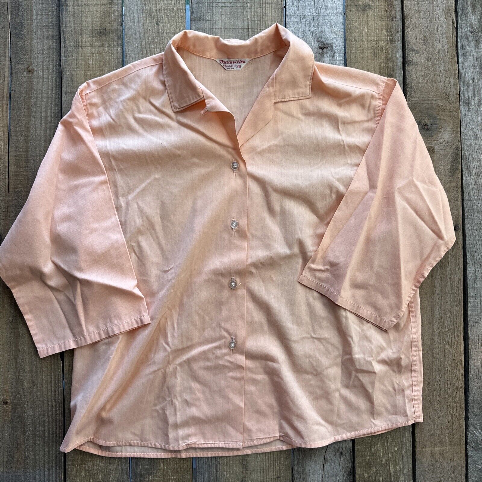 Dacron & Cotton Broadcloth Womens Vintage Shirt Size 36 Button Up