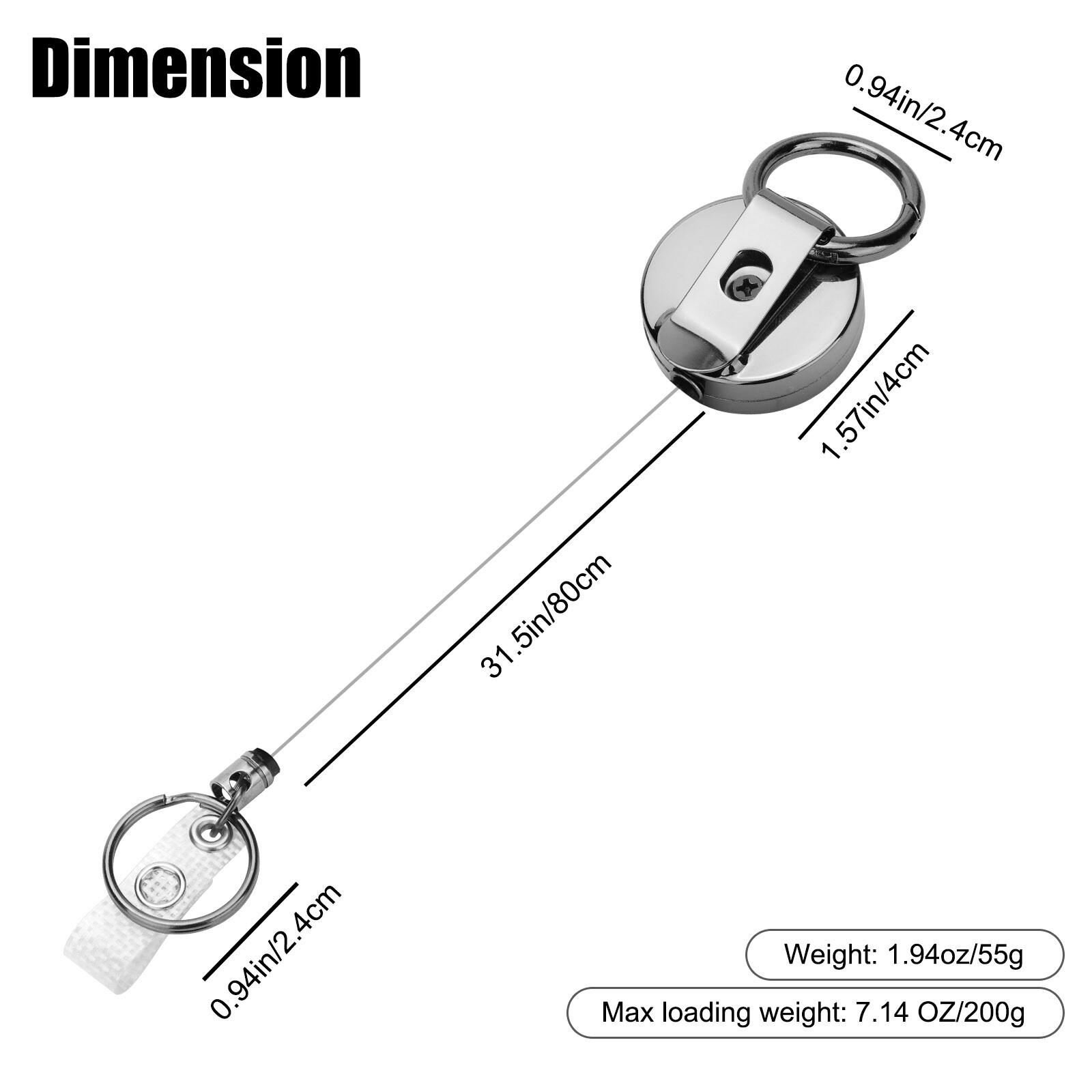 2 Pack Heavy Duty Retractable Badge Reel ID Card Holder With Belt Clip Key Ring