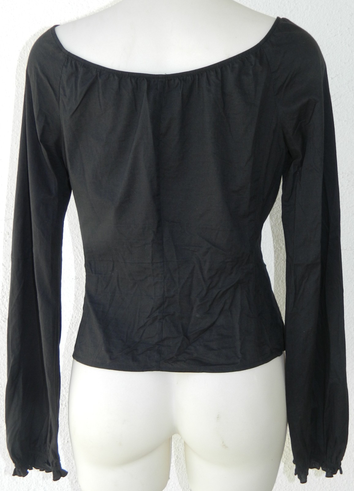 Hippie LAUNDRY by Shelli Segal Black Embroidered Peasant Style Top Size 6 BO-HO