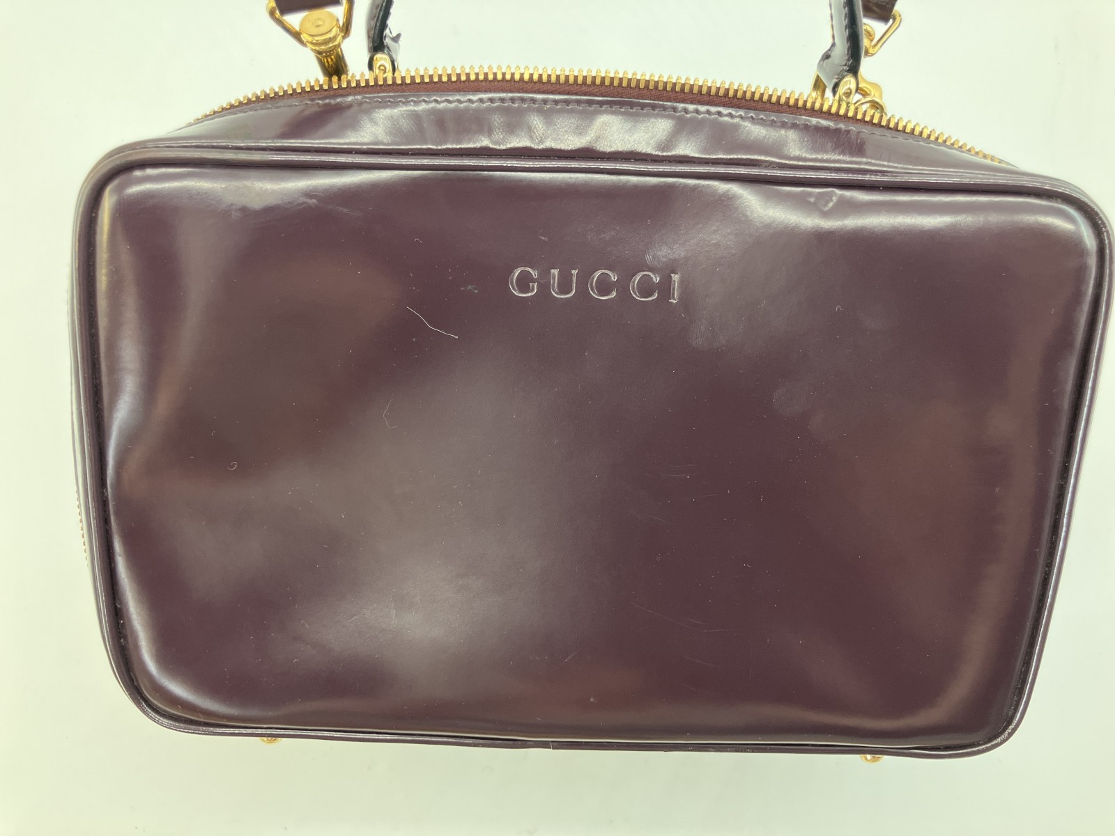 Gucci Vintage Burgundy Leather 2Way Shoulder Hand Bag Bamboo Italy