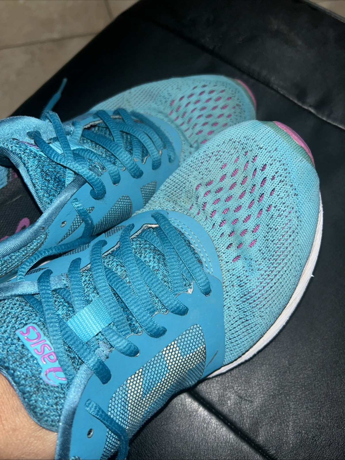 Asics Shoes Road Hawk Ff Running Sneakers Blue Lace Up Low Top T7D7N Womens 8